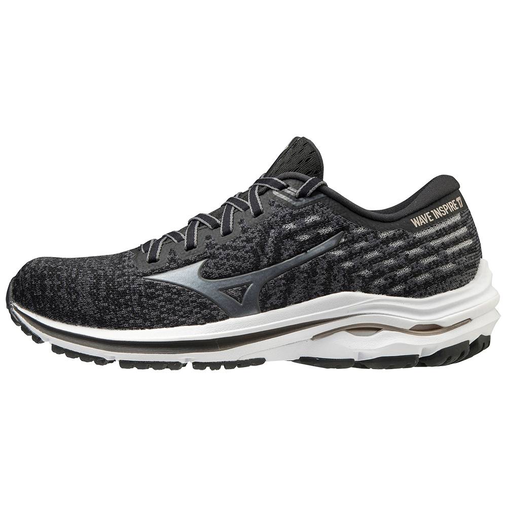 Mizuno Women's Wave Inspire 17 WAVEKNIT Running Shoes Black/Platinum Gold (411311-ZQJ)